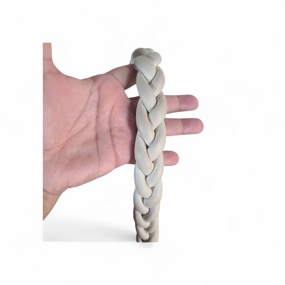 Per Se Butter Soft Leather Shoulder Bag Ivory Taupe Braided Handle - Picture 7 of 15